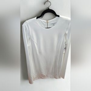 Calvin Klein Elegant White Dress With Cape